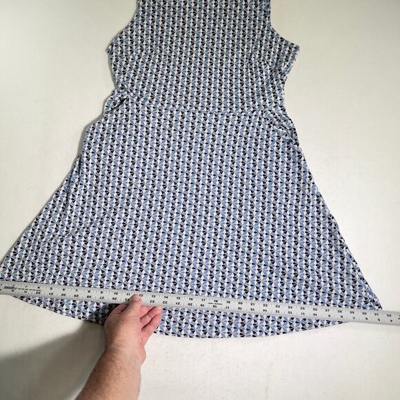 New York & Company Sun Dress Woman's Medium Sleeveless Blue Geometric All Over - Picture 8 of 12